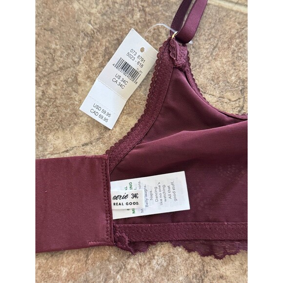 Aerie Real Power Paisley Lace Balconette Bra Royal Berry Size 34C - Picture 11 of 11